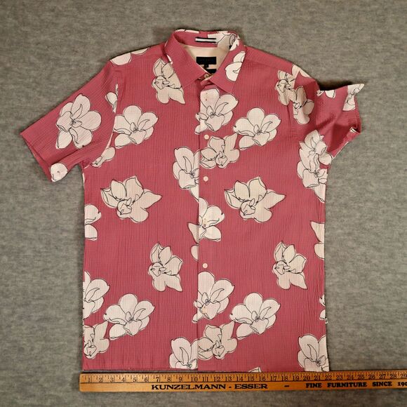 Ted Baker Coving Floral Seersucker Shirt Mens Size 5 XL** Pink Hawaiian Aloha - Picture 7 of 8